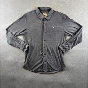 YoungLA Shirt Mens XL Button Up Gray‎ Lightweight Stretch Long Sleeve Logo